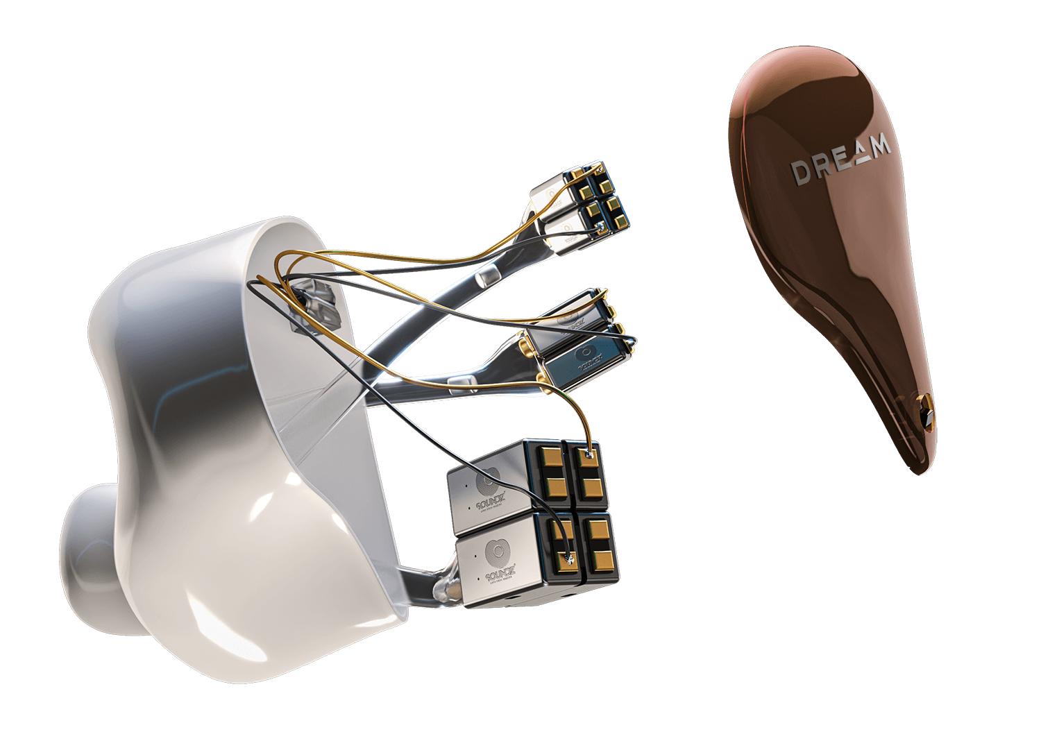 DREAM — open view of the eight balanced-armature drivers